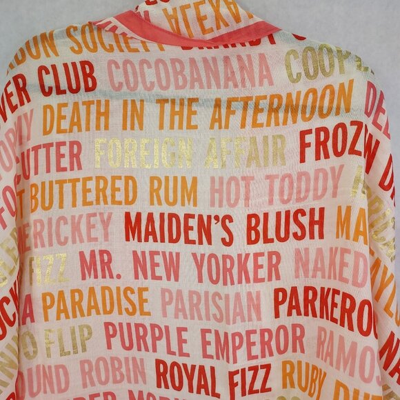 Kate Spade All That Glitters Cocktails Drink Scarf Pink Gold Metallic 80"x30" - Picture 14 of 15